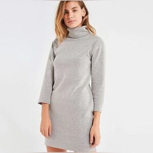 Urban Outfitters Gray Ribbed 3/4 Sleeve Turtle Neck Dress, Size XS